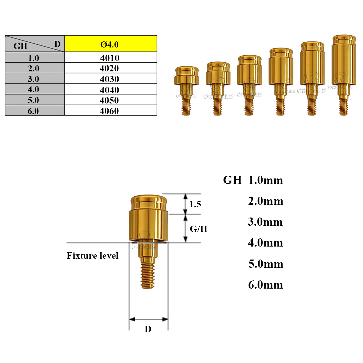 Locator abutment attachment full Set fit to Thommen (SPI)-4.0 GH1-6mm