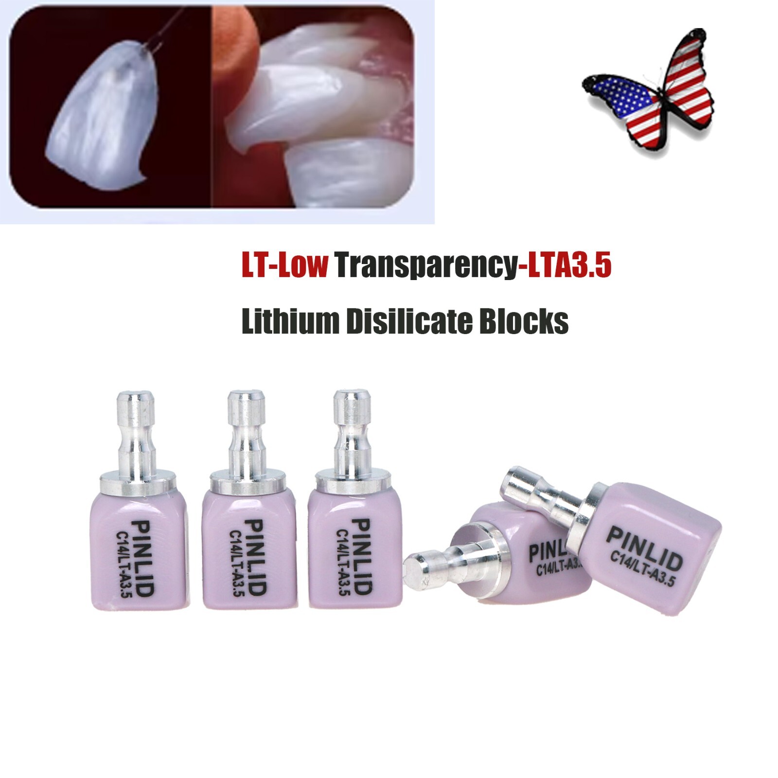 US 5pcs/Box Lithium Disilicate Blocks Dental Lab C14 LT Glass Ceramic CAD/CAM