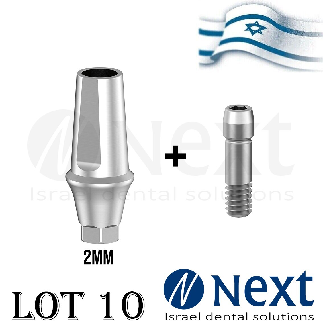 lot x 10 Straight Abutment Hiossen regular conical replica screw 2 mm