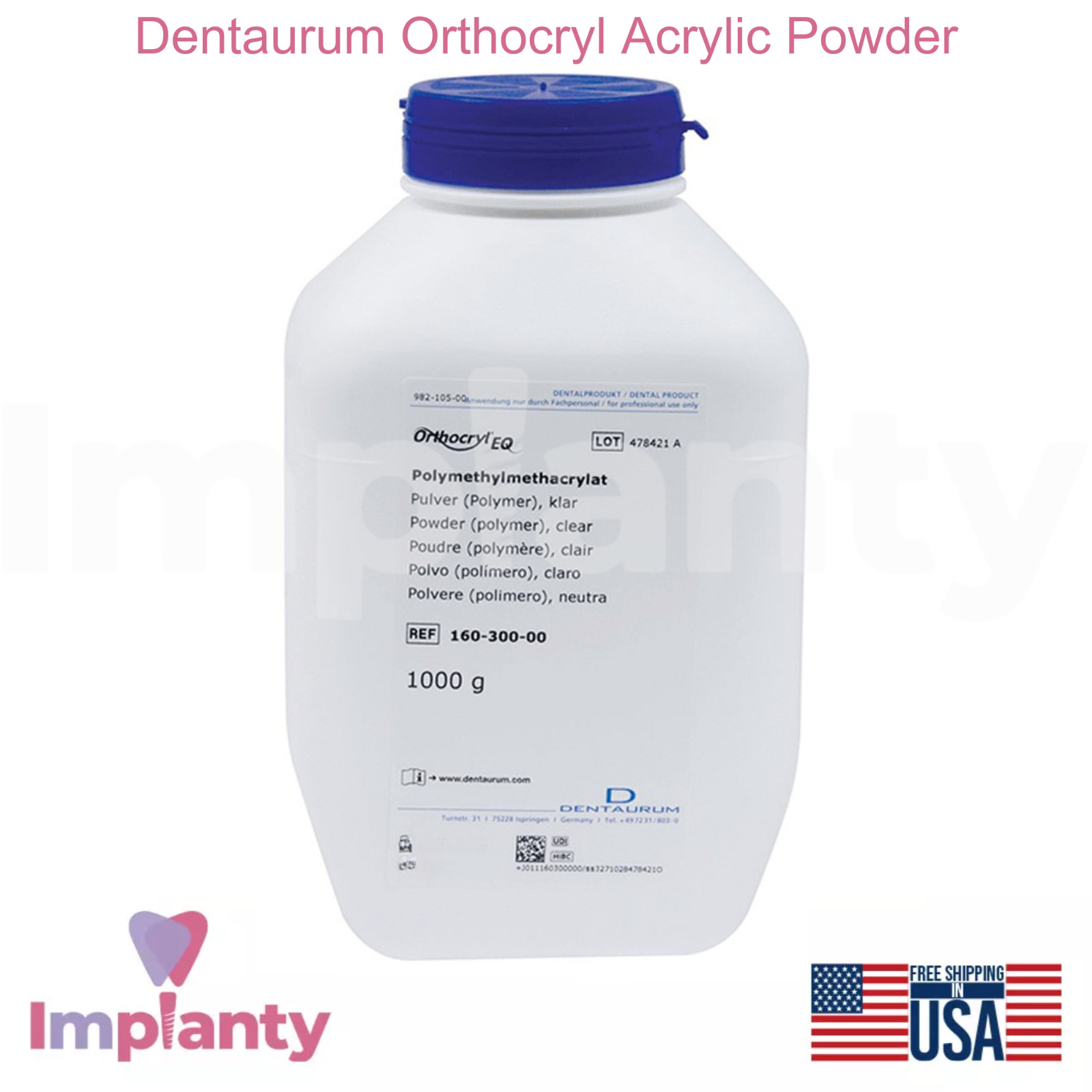 Dental 0rthocryl Acrylic Powder 1kg Clear Efficient 0rthodontic Fabrication