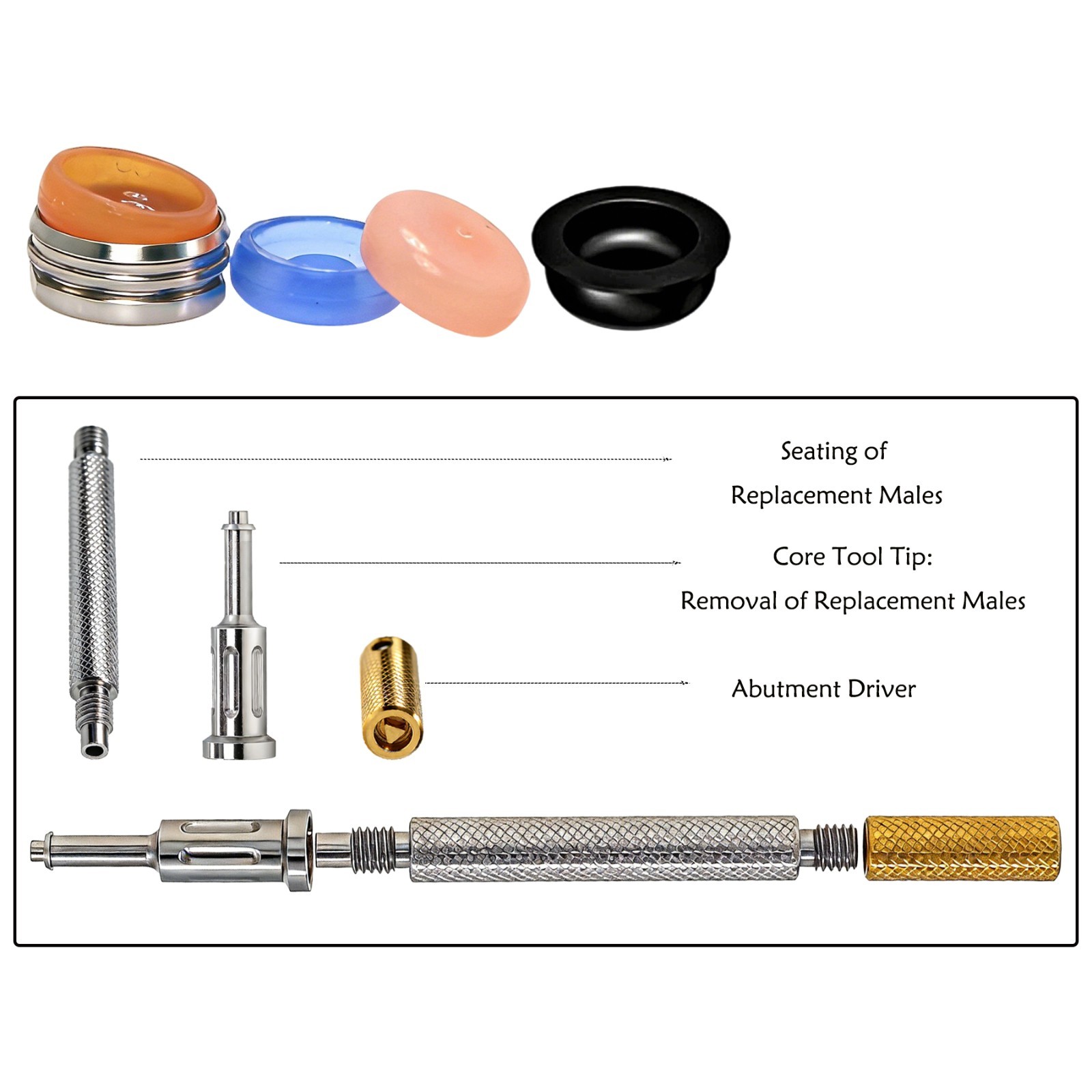 Universal Implant Retention Caps Locator Core Insertion &Extraction Removal Tool