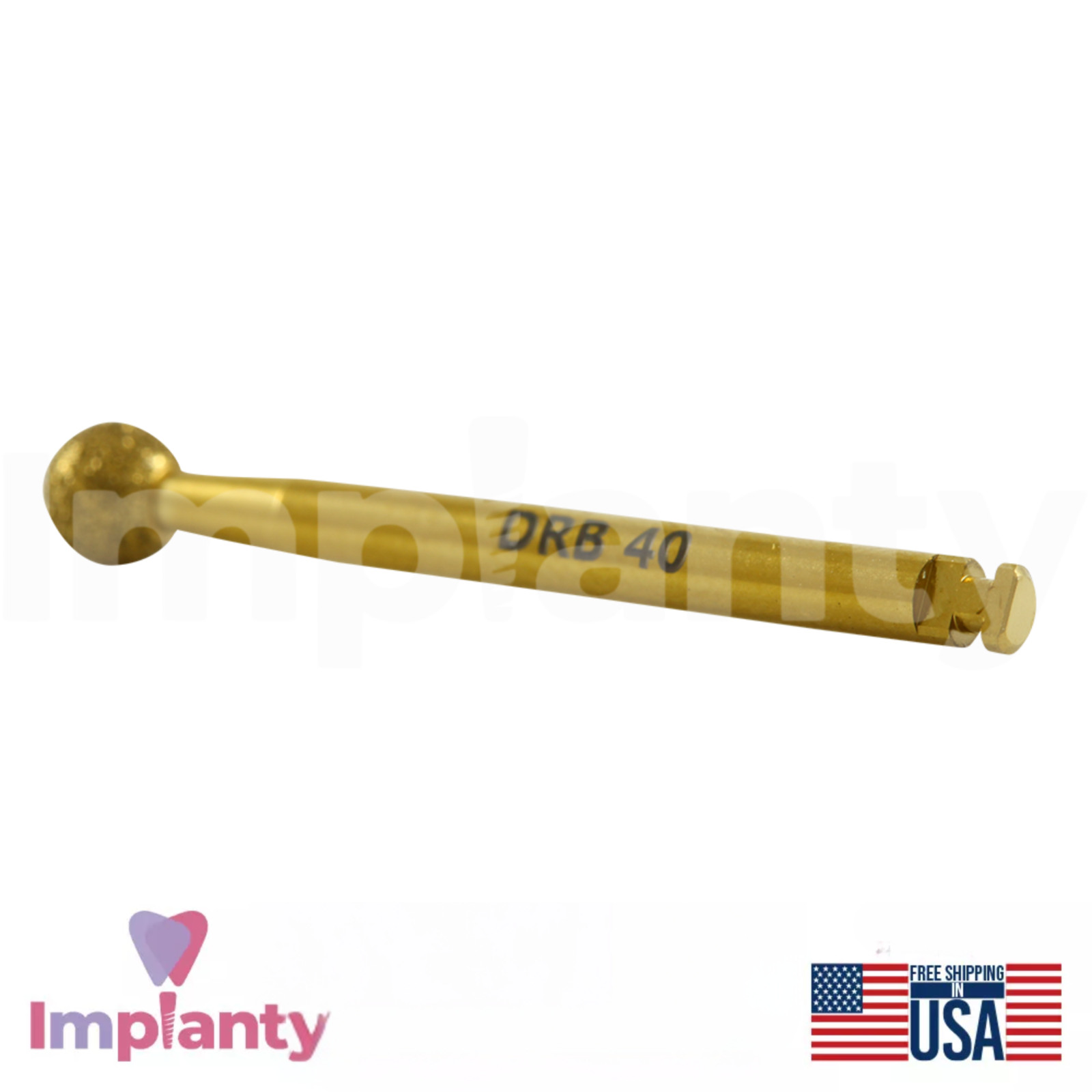 GDT Dental Gold Diamond Grits Round Ball Head Bur Ø4.0mm Stainless Steel
