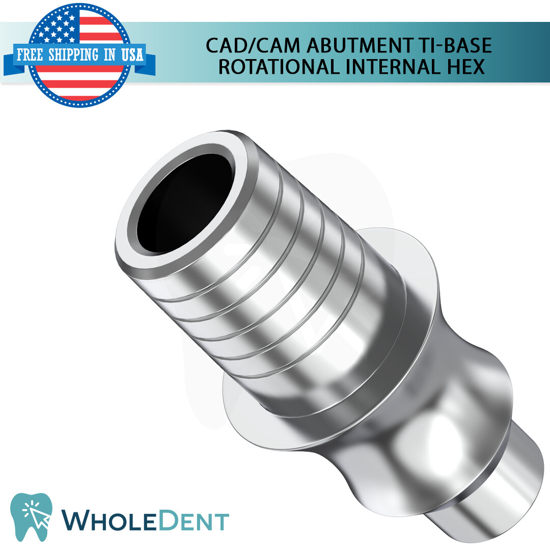 1x Dental Rotational Concave Titanium Base Int Hex 2.42mm CAD/CAM