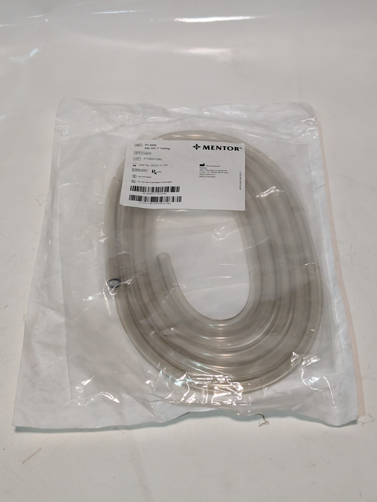 Mentor PT-5558 PSI-TEC Tubing *Expired (2023)/Training and Non-Clinical Use Only
