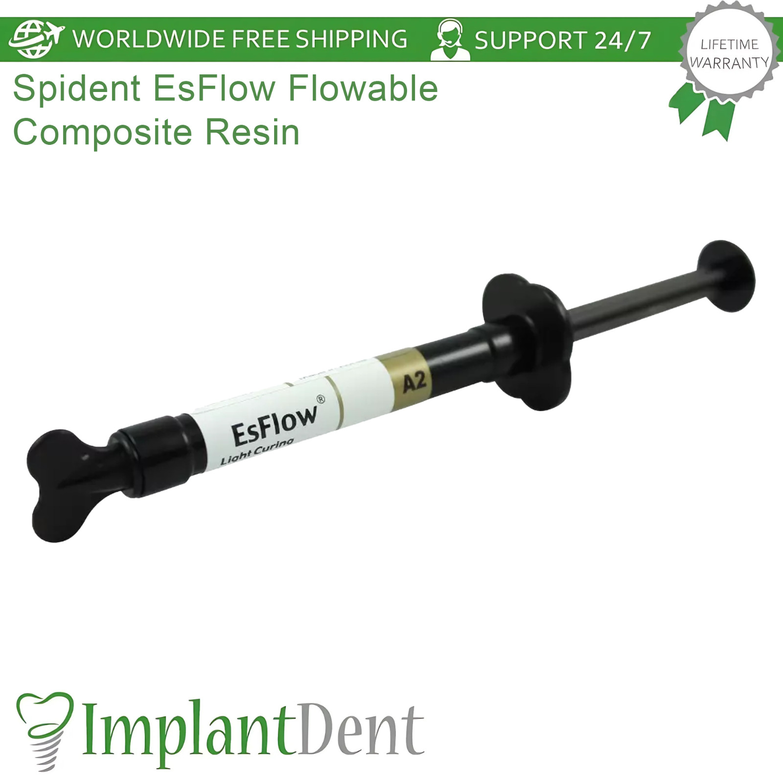 Spident EsFlow Flowable C0mposite R3sin 2x2g Light Cured Dental Restorations