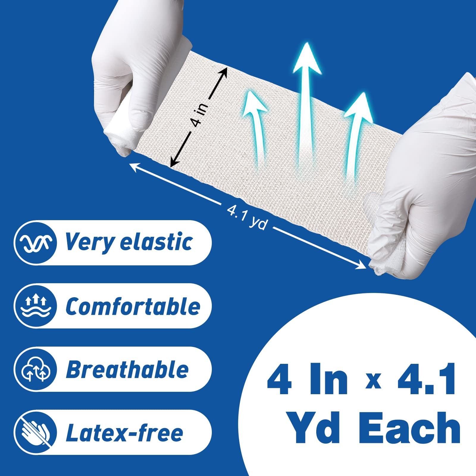 AZEN 30 Pack Gauze Rolls Bandages, 4 in x 4.1 Yards, Premium 4IN, 4in-30p