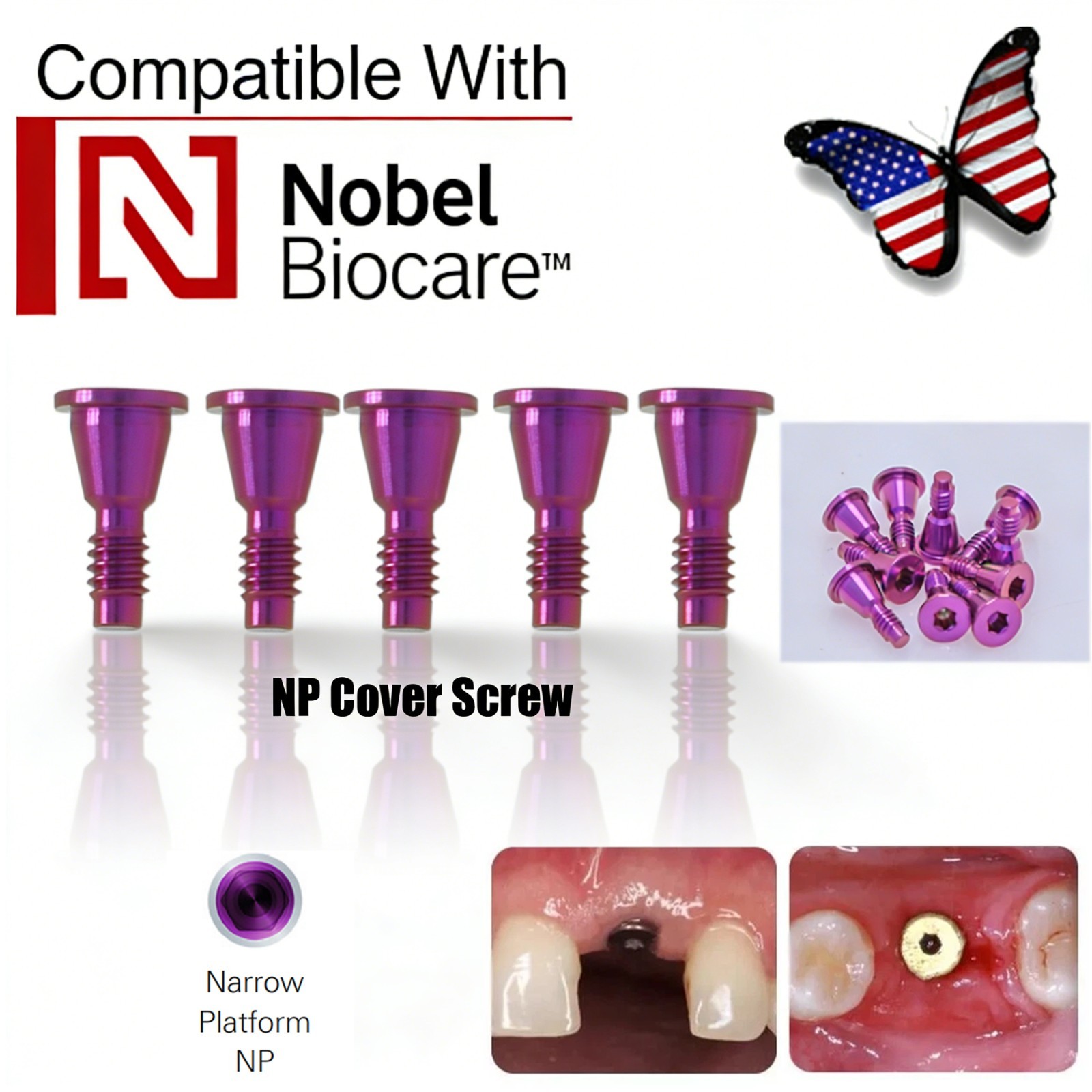 US 5Pcs Fits Nobel Active Healing Cap Abutment Cover Screw NP RP Dental Titanium
