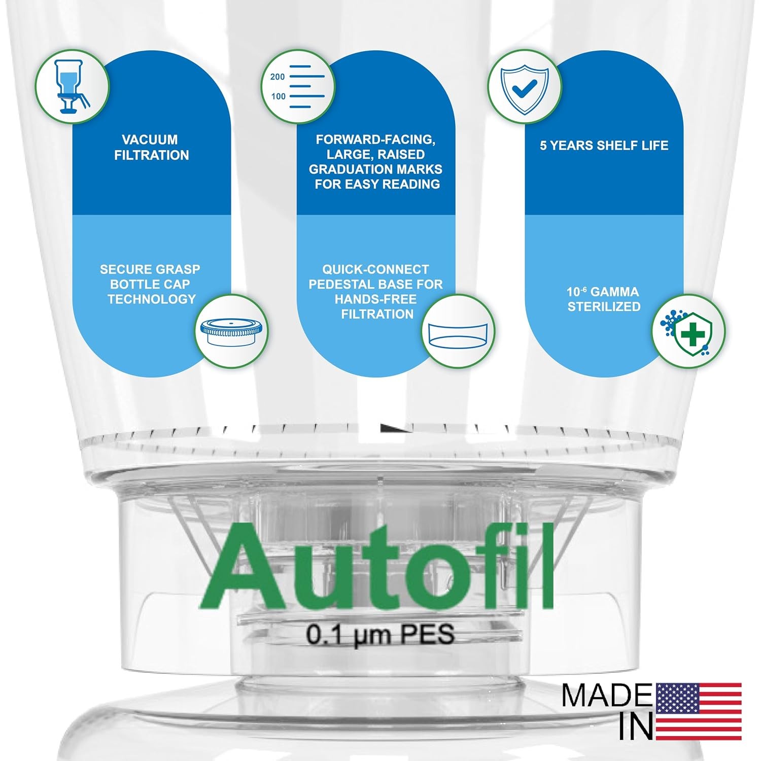 -1103-RLS Autofil Sterile Disposable Vacuum Filter Units with 0.2um Sterilizing