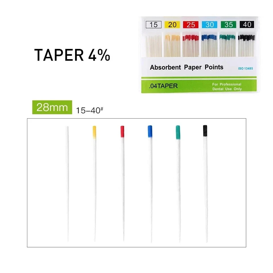 Dental Endo Gutta Absorbent Paper Points Fiber Taper 0.02/0.04/0.06 15#-40#