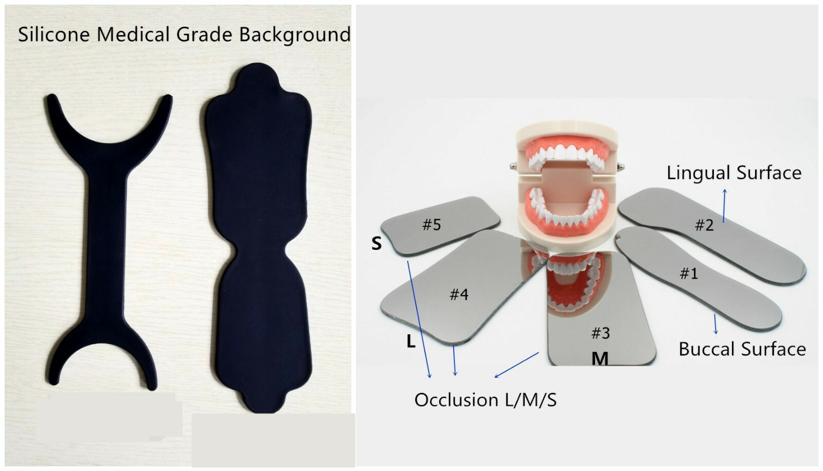 7Pc Dental Photo Mirror Mouth Mirrors Reflector Black Brackground Silicone Board