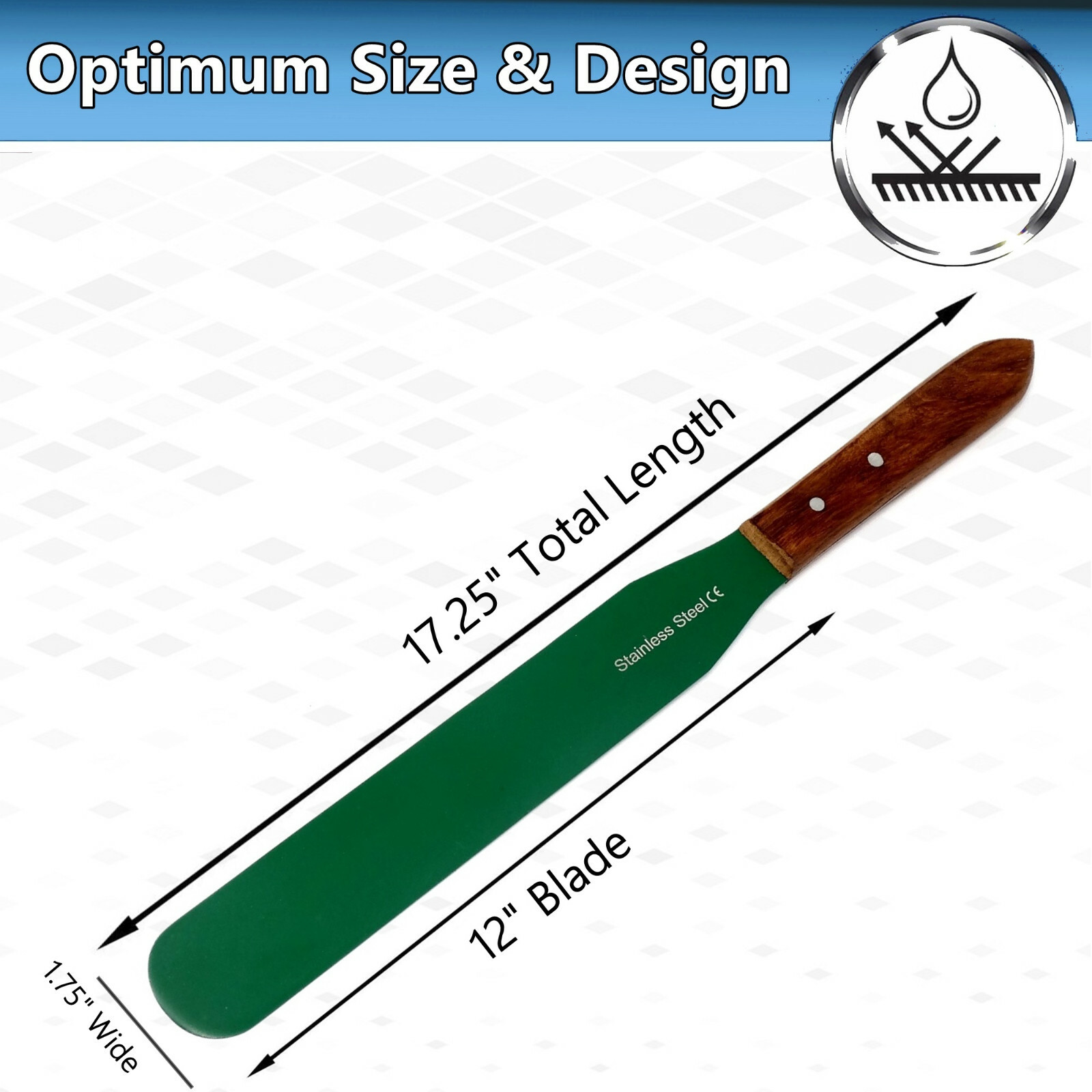PTFE Coated Non-stick Lab Spatula 12” Blades,Ergonomic Handle,Laboratory Tools