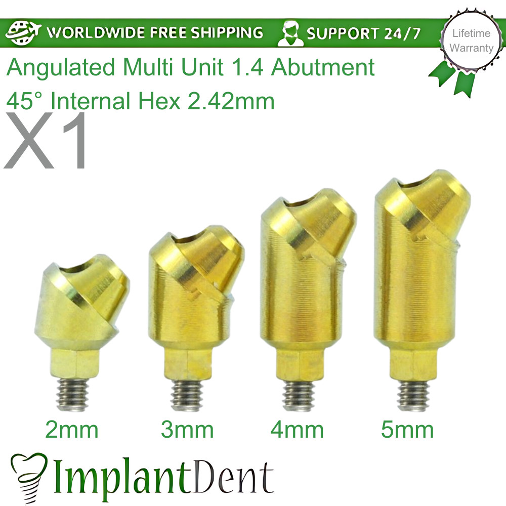 1x Angulated Multi Unit 1.4mm Dental Prosthetic 45° Int Hex 2.42mm