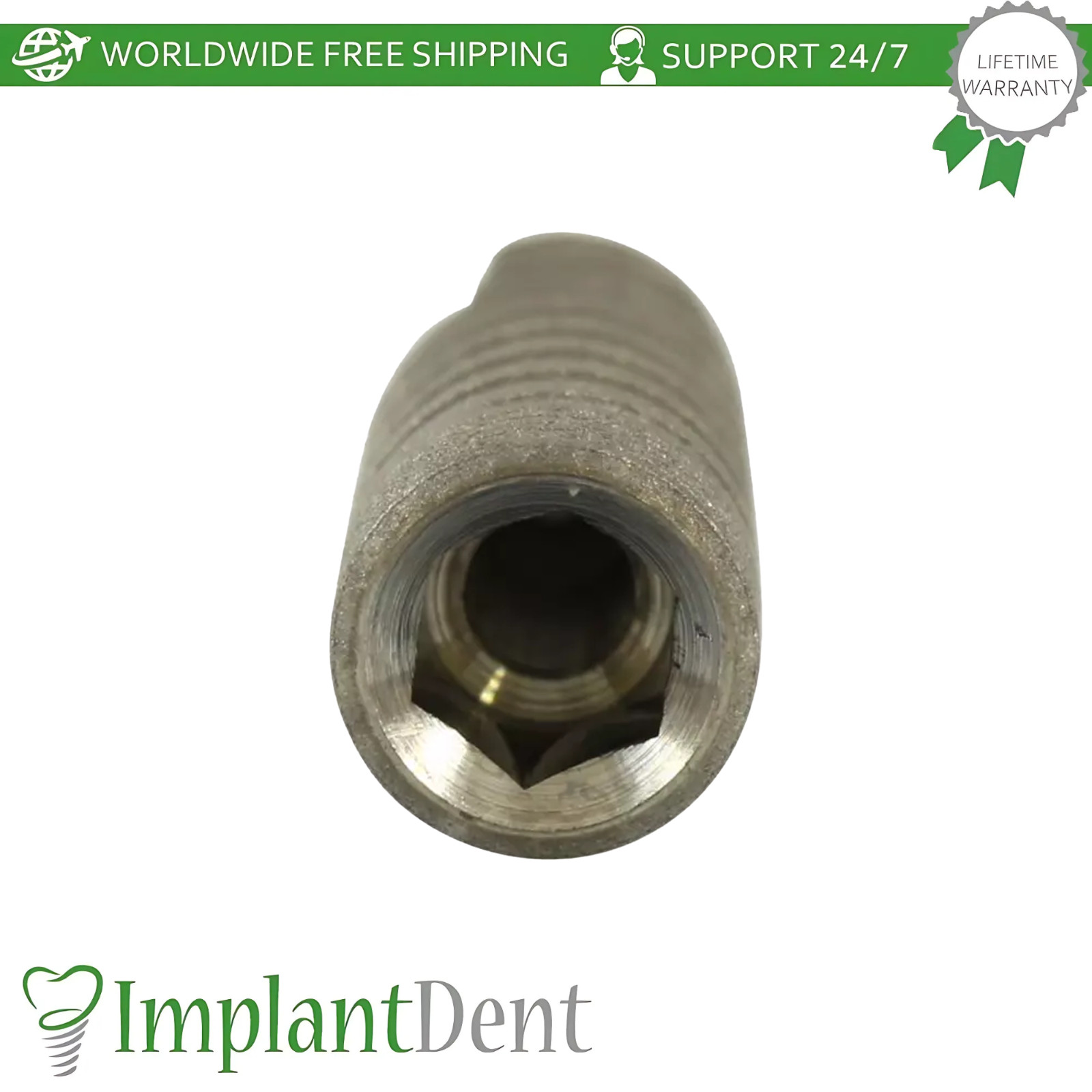1x Dental Spiral Fixture SLA, Straight Prosthetic, Healing Cap Int Hex 2.42mm