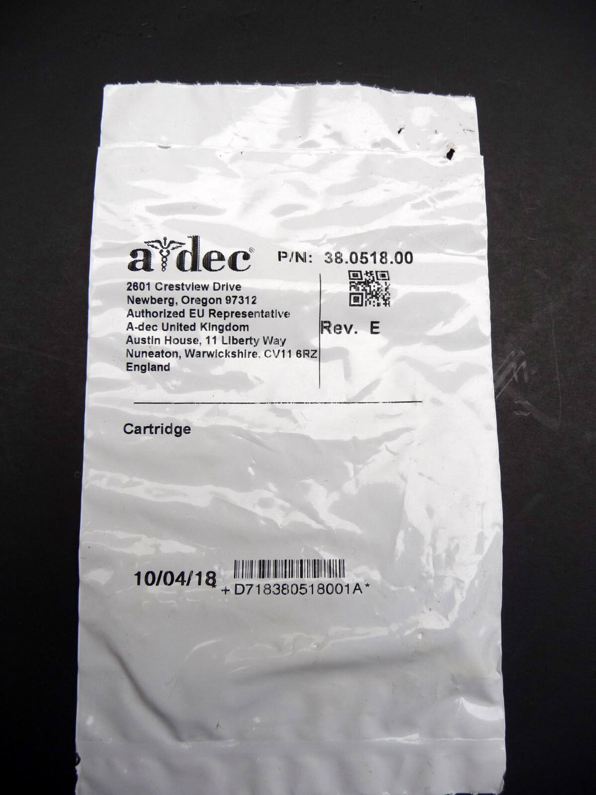 Adec Blue Cartridge Valve P/N: 38.0518.00