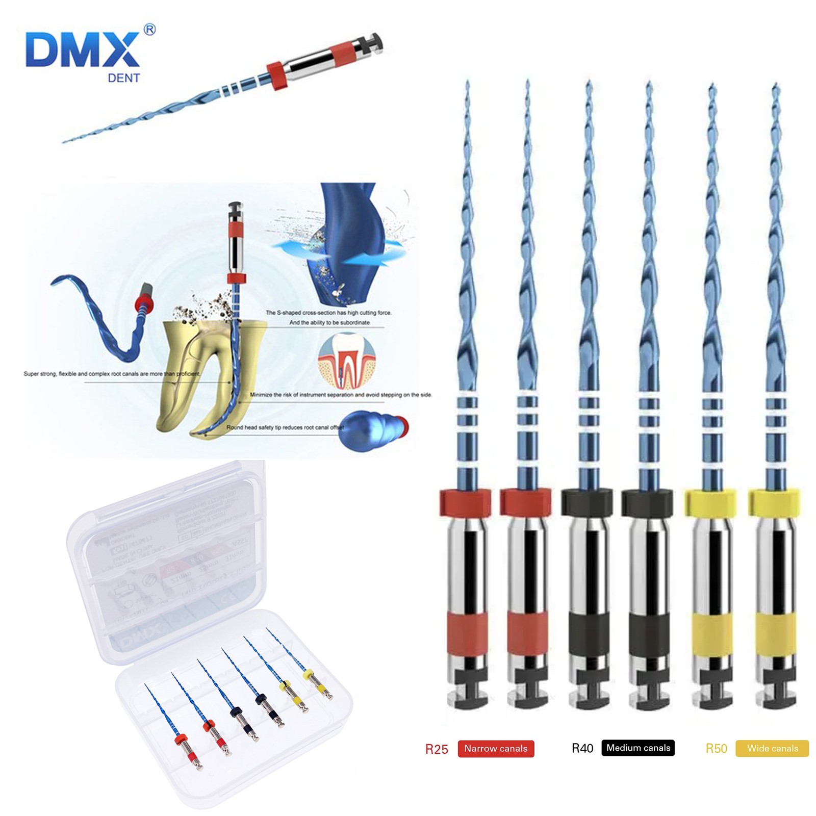 DMXDENT RECIPROC Blue Dental Endo NiTi File 6pcs/set R25/R40/R50 in 21, 25, 31mm
