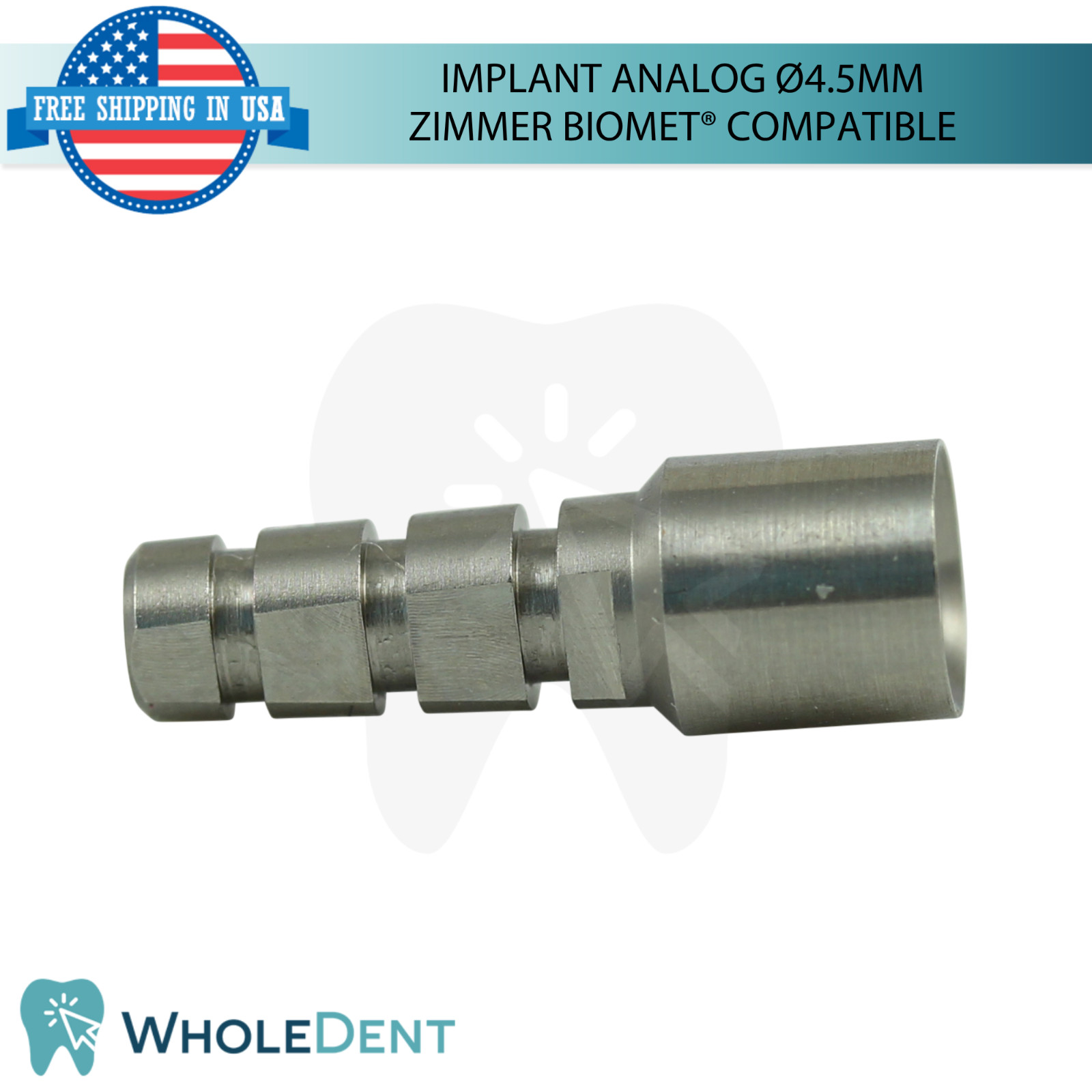 5x Dental Fixture Analog Ø4.5mm Zimmer Biomet® Compatible Int Hex 2.5mm