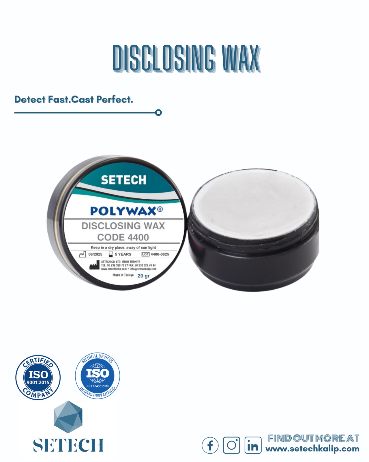 Setech Disclosing Wax – To Repair Wax Pattern Defects.