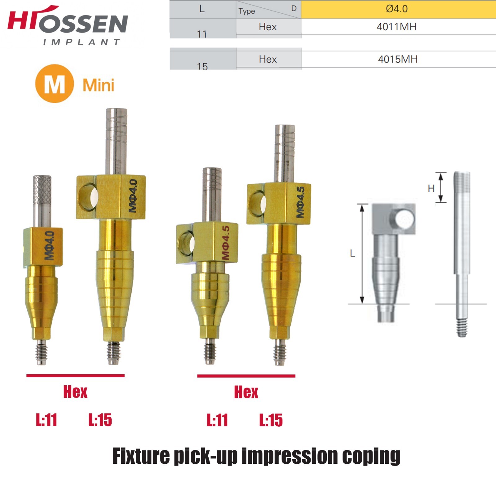 US Hiossen/Osstem Implant Healing Abutments/Locator Tapered Caps Core Tool PEEK