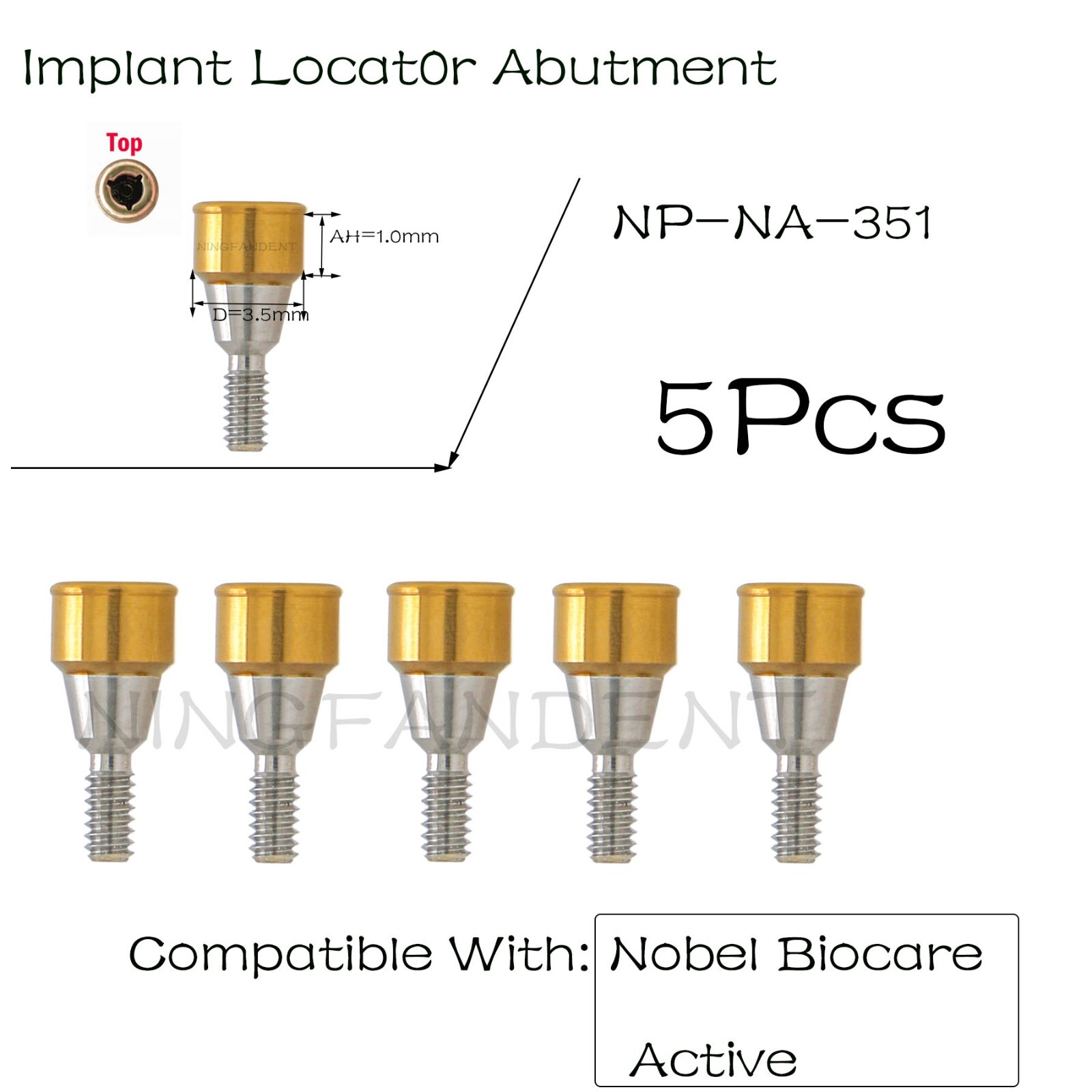 Nobel Biocare Active NP Locator Abutment For Ø3.5 D 1-5.0mm GH Narrow Platform