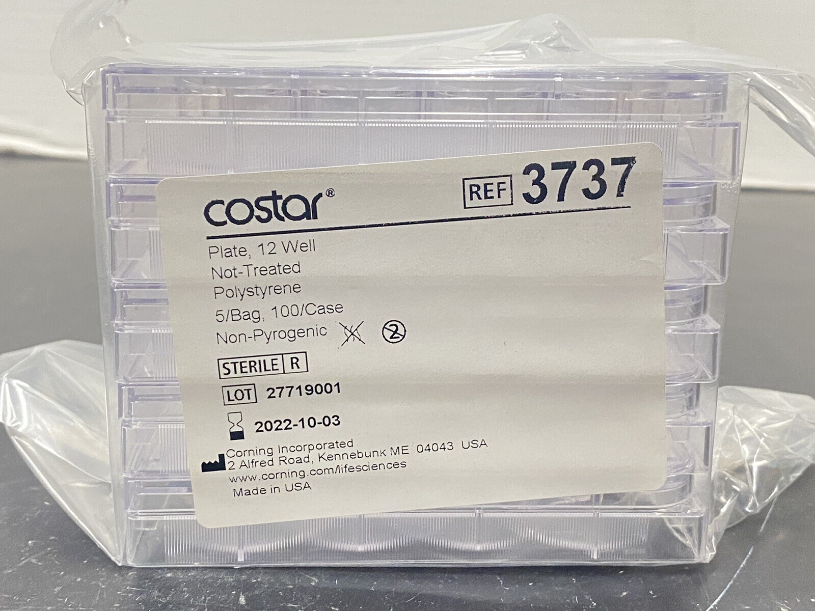 new Costar REF# 3737 – 12-Wells Clear Polystyrene Micro Plates, STERILE, 5/PK