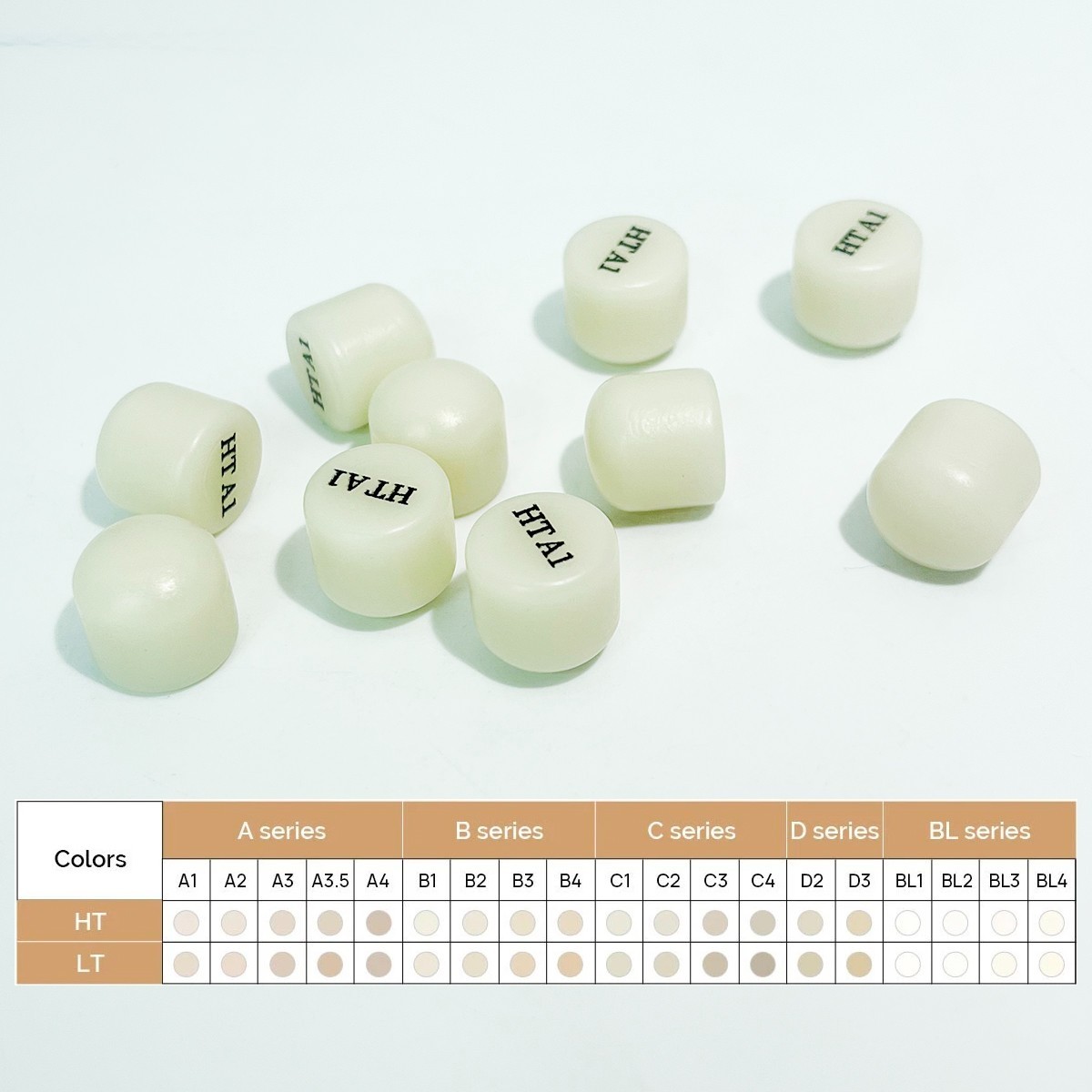 Dental Lab Emax Press Ingots Glass Ceramics Block Glass Material HT/LT 10Pcs/Box