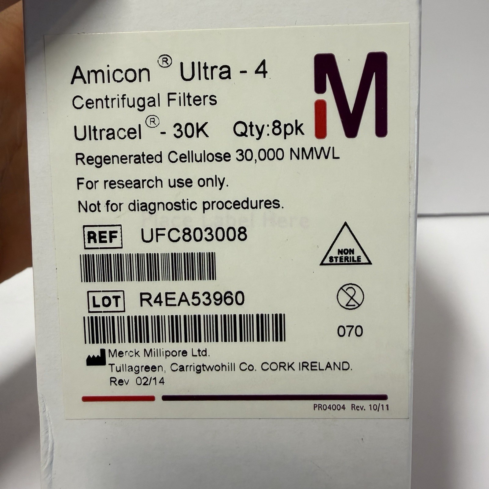 Merck Millipore Amicon Ultra-4 UFC803008 Ultracel 30K Centrifugal Filters 8 Pack