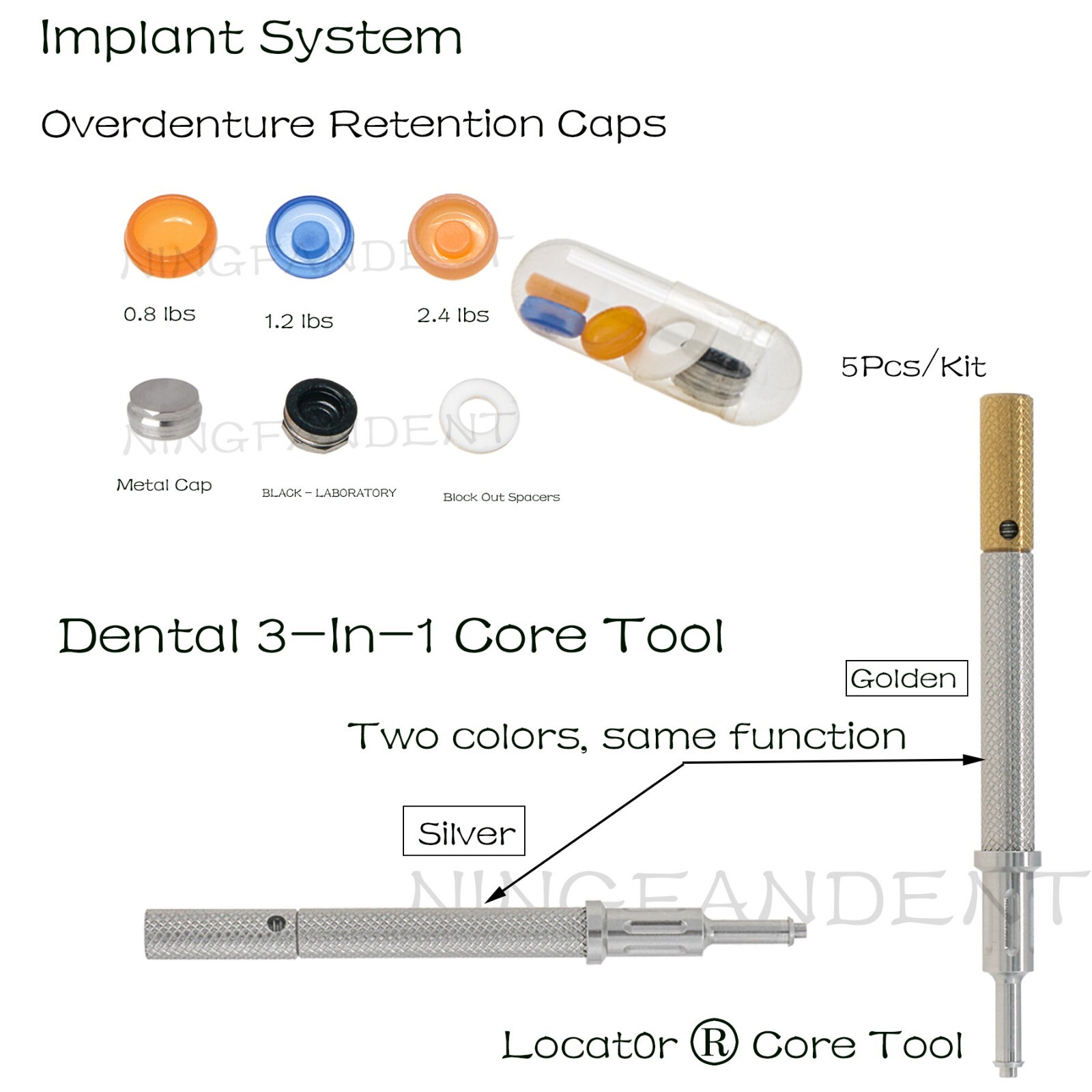 Implant Locat0r Removal Insert 3-1n-1 Tool,Dental Attachment Retention Caps