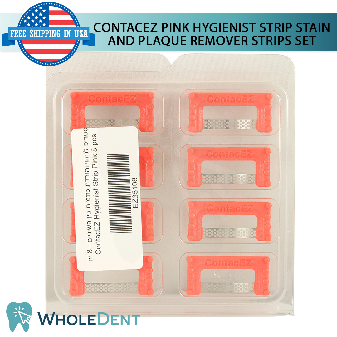 ContacEZ Pink Hygienist Strip Stain And Plaque Remover 8 Strips Dental Proximal
