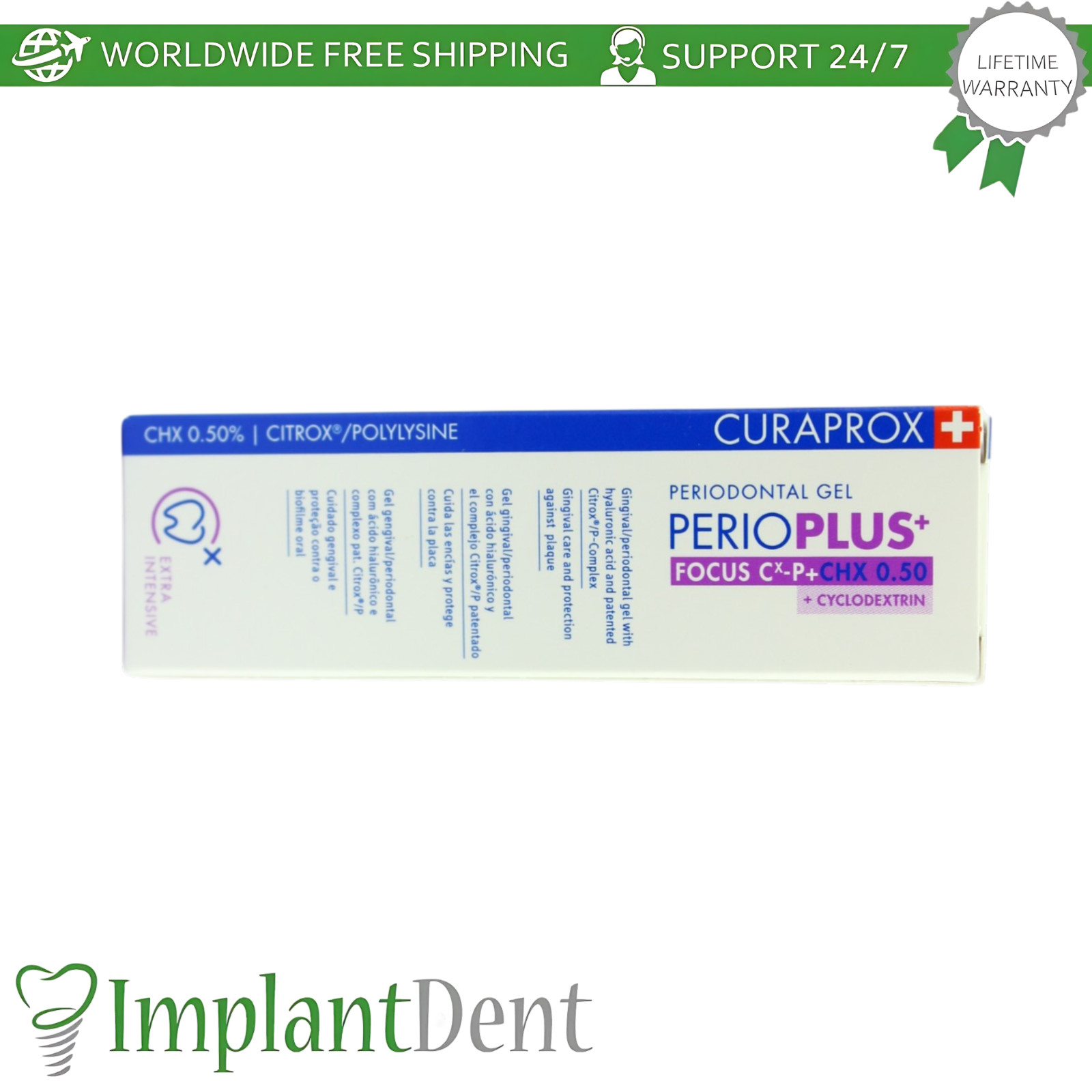 Dental Periodntal Gel 10ml Perio Plus Focus CHX 0.5% Gums Oral Care Curaprox