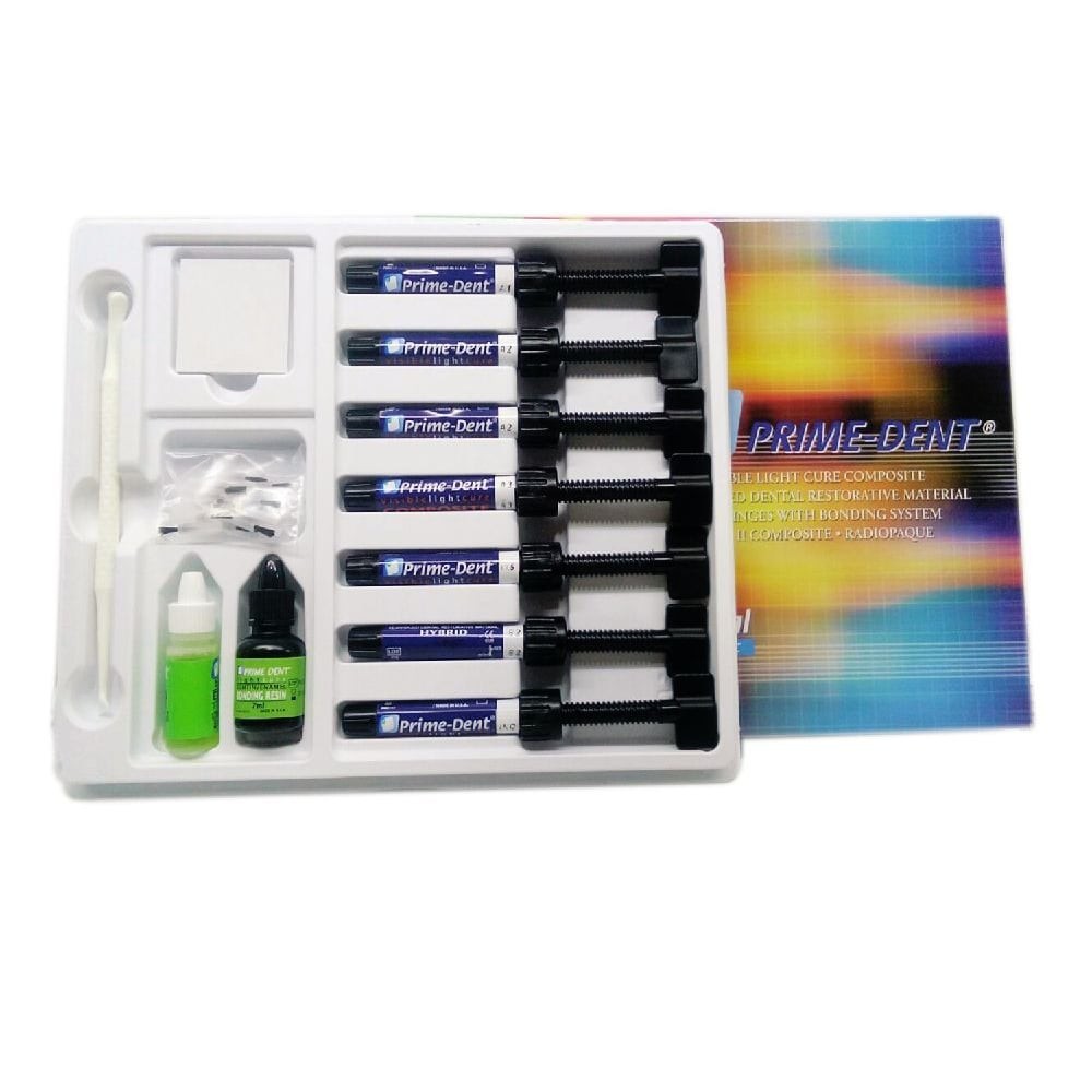 Prime Dent Hybrid Composite VLC Resin Based Restorative 7 Tube Dental Kit