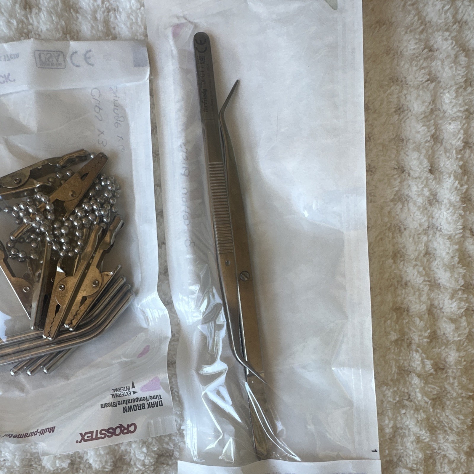 Dental Hygiene supply lot – forceps, bib clips, air/water, prophy angle etc.