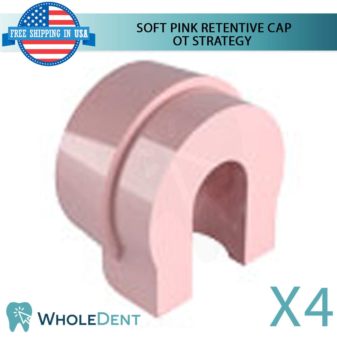 4x OT Strategy Attachment Pink Silicone Inserts Retentive Caps Dental Implant