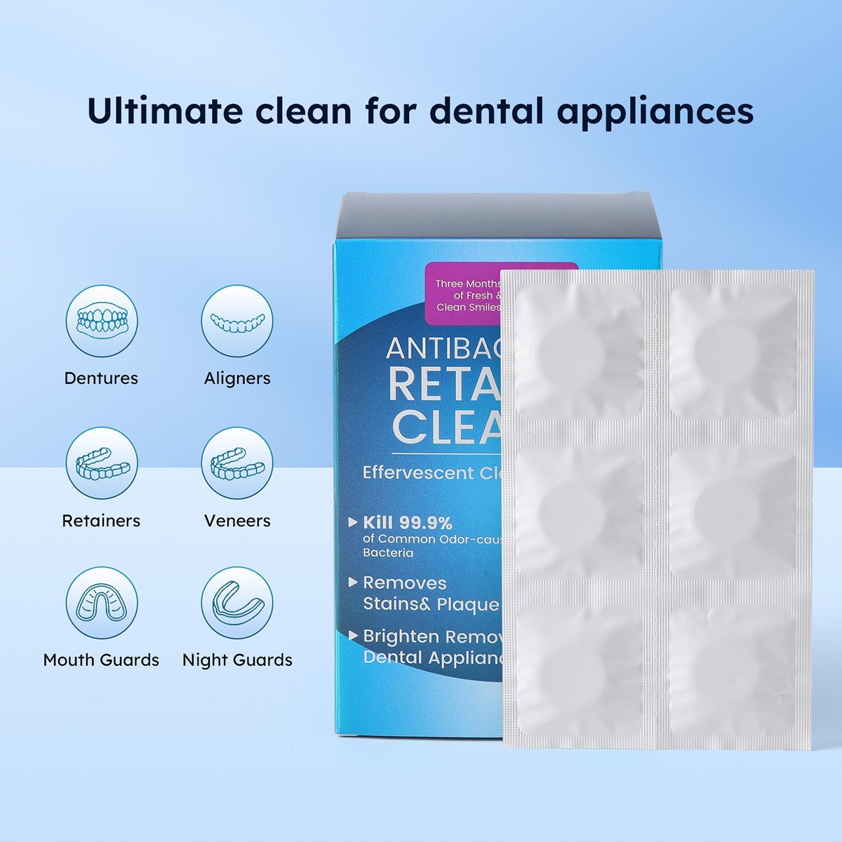 Denture Cleaner Tablets Cleaning Crystals Or Retainers, Mouth Guards & Aligners