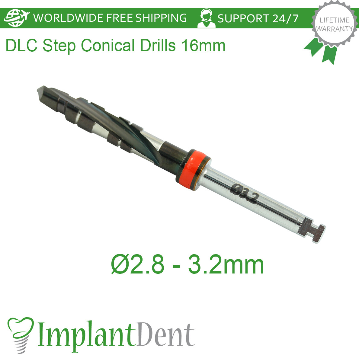 1x Dental DLC Step Drills External Irrigated 16mm Dentistry Marking Tool