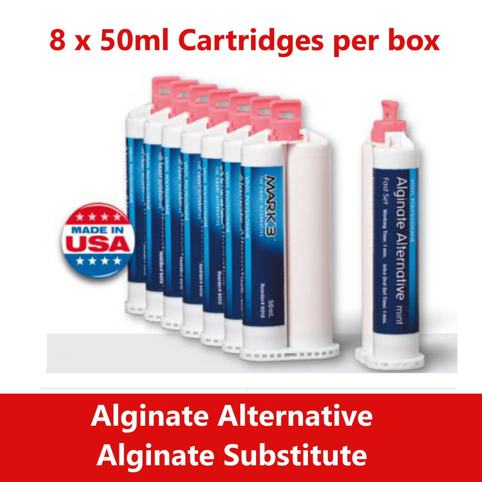 Dental Alginot Mark3 Alginate Substitute Alternative 4 or 8 x 50mL, Fast Set USA