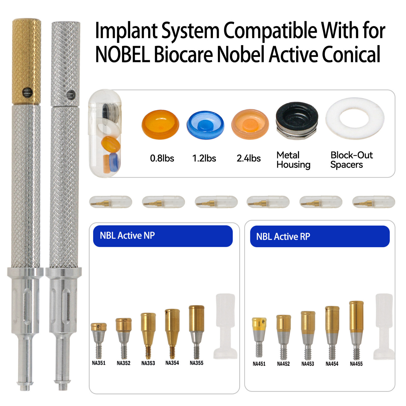 Dental Locator Attachment Abutments for Nobel NBL Active NP/RP AH=1/2/3/4/5.0mm