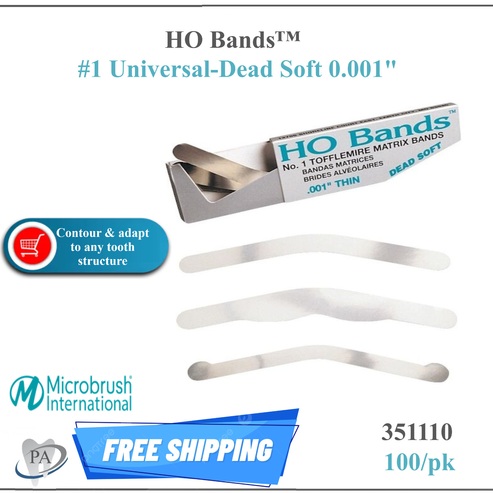 HO Bands Tofflemire Matrix Band #1 Universal-Dead Soft 0.001″, 100/Bx, 351110