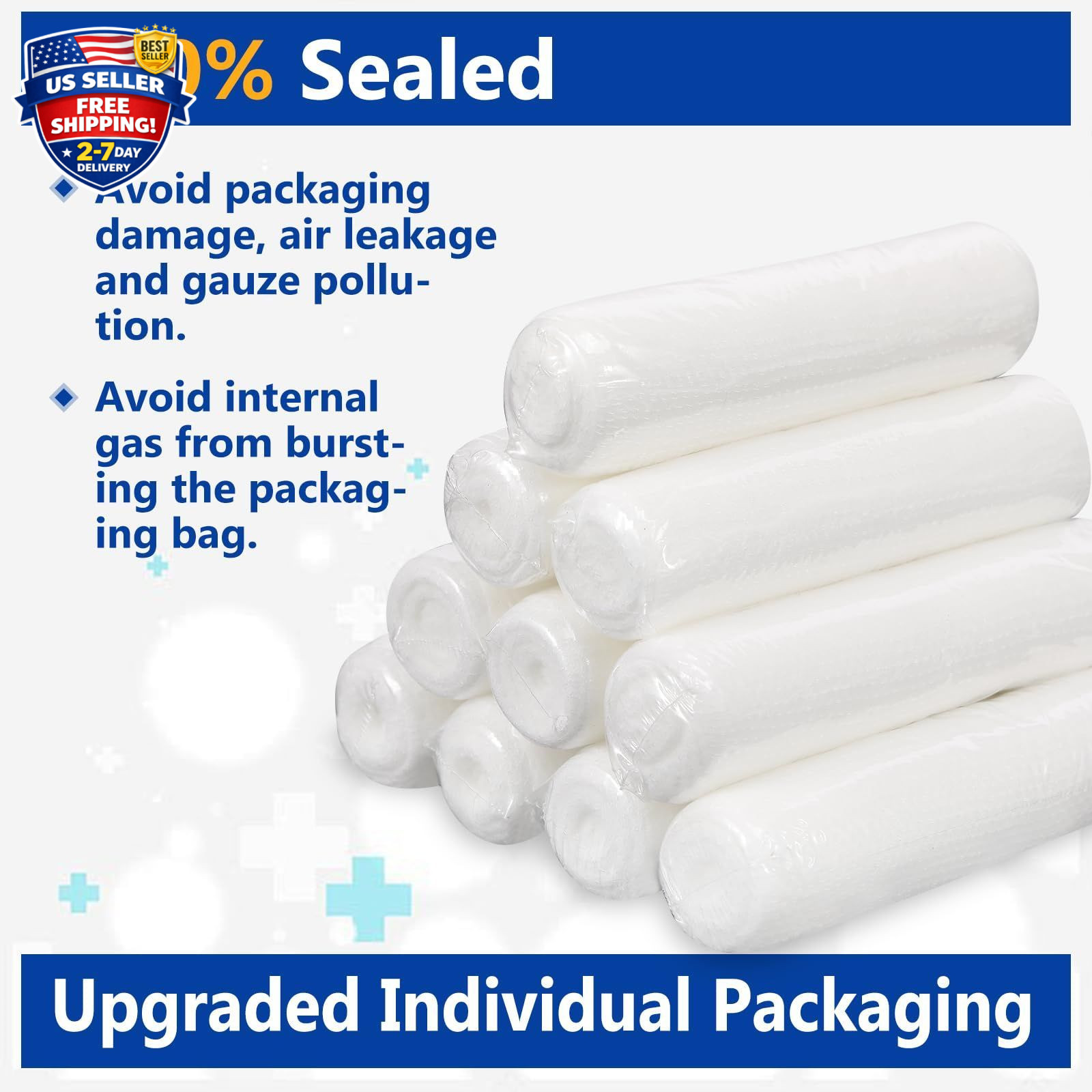 24 Pack 4 Inch 4.1 Yards Gauze Bandage Roll, Gauze Wrap Rolls for Wounds