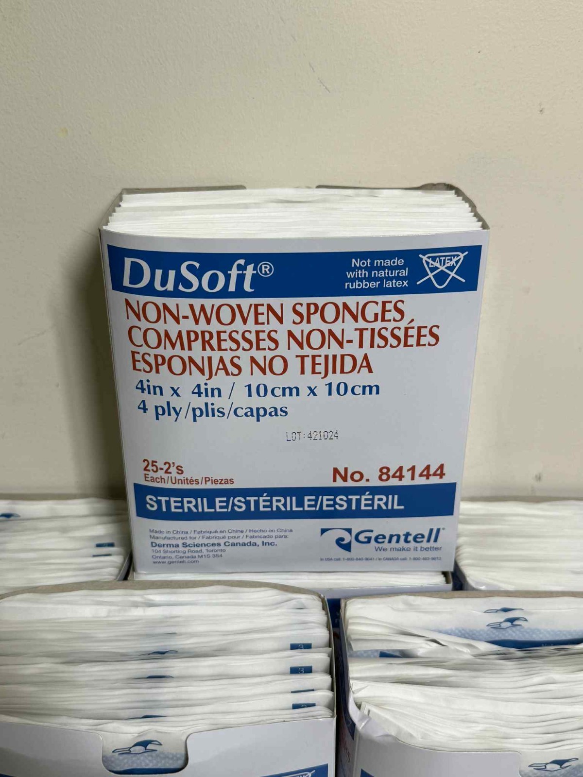 6x Gentell DuSoft 4×4 Sterile Non-Woven Sponges 4-Ply 25×2 (300 Total)