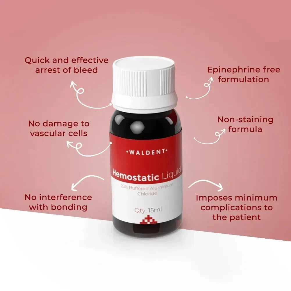 Waldent Hemostatic Liq 25% Aluminum Chloride 15ml For Dental Use Free Shipping