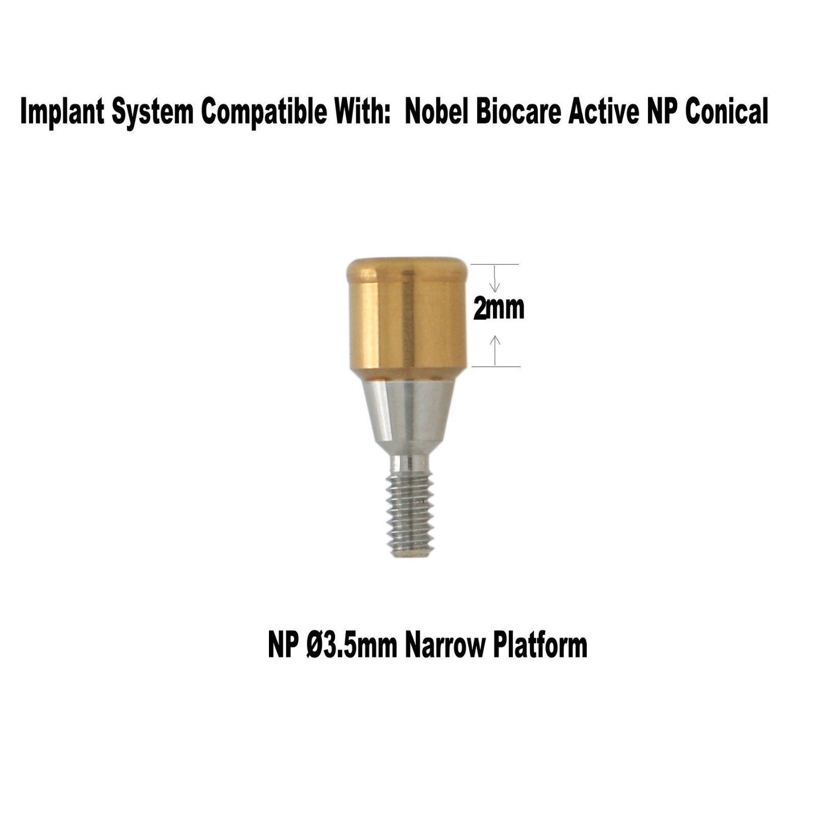 Dental 2mm Attachment Abutments&Overdenture Male Caps Kits Tool for Nobel Active