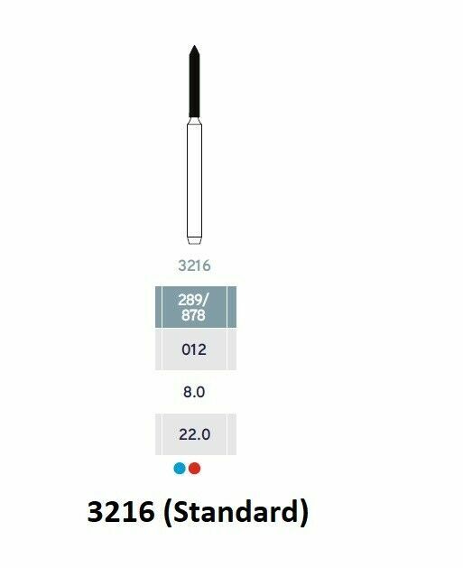 MICRODONT TORPEDO CYLINDER 3216 (Standard) FG diamond burs 10/pk Made in Brazil