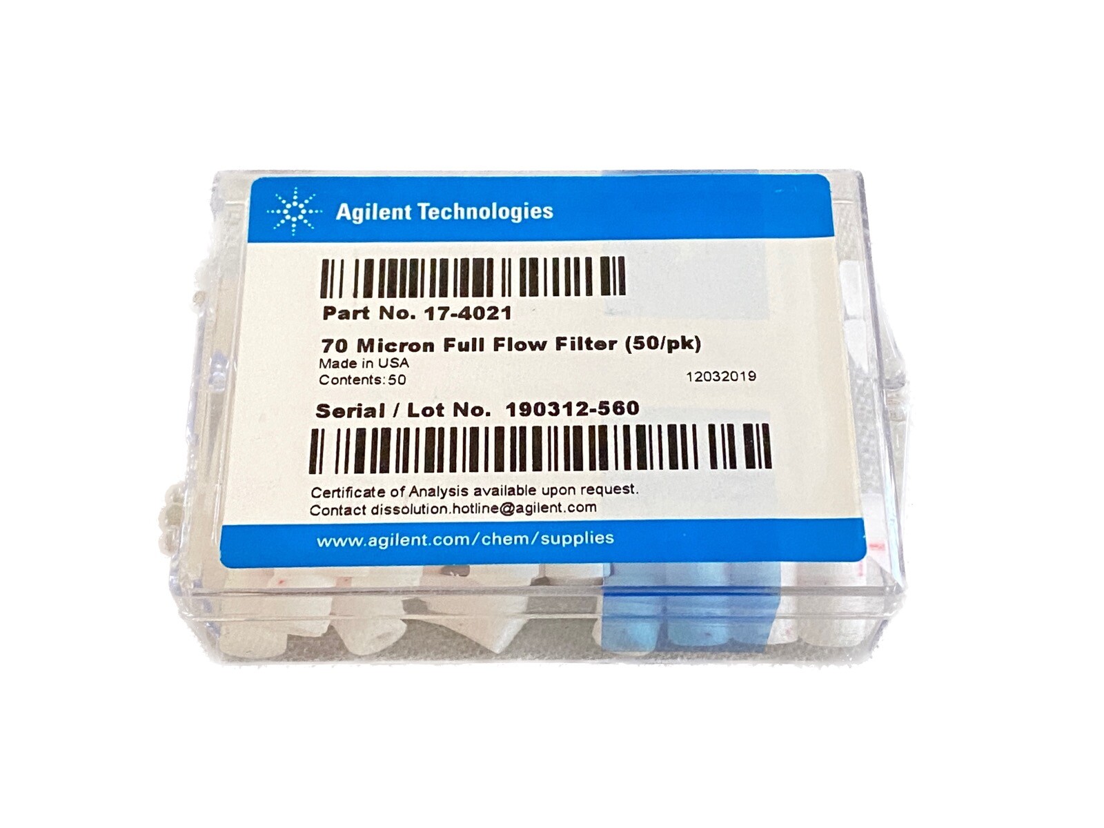 (50/Pk) AGILENT 70-Micron UHMWPE Dissolution Full Flow Filters 17-4021 Red