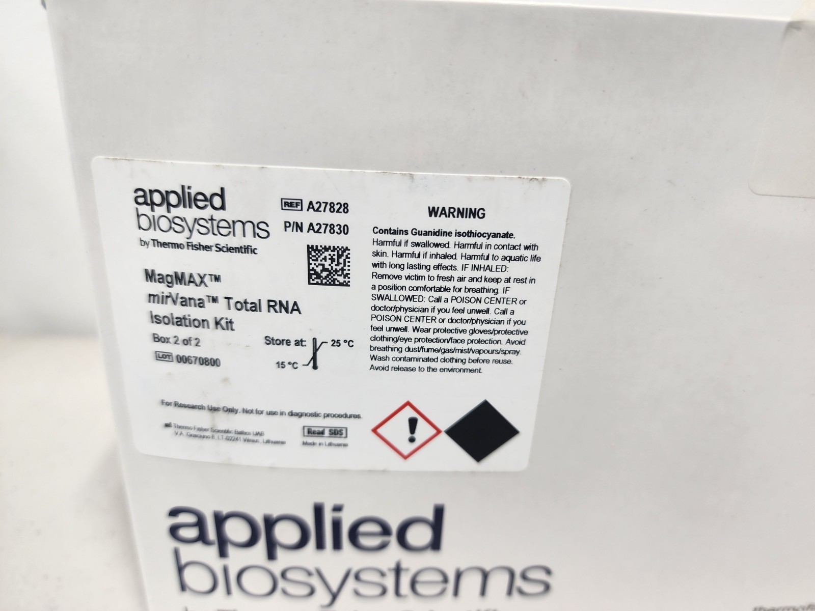 APPLIED BIOSYSTEMS MagMAX mirVana Total RNA Isolation 96/Rctn *Box 2* Kit A27828