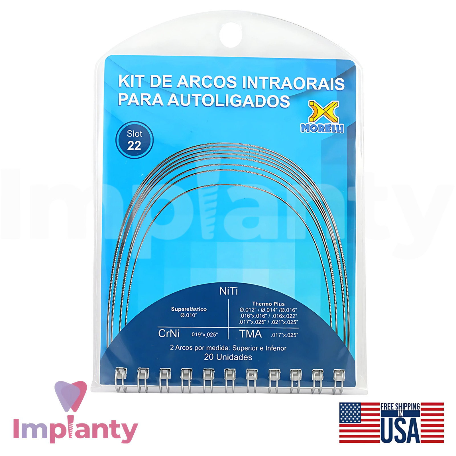 Morelli Self Ligating Full Dental Archwire Kit 20pcs IntraoraI Exchange 22 Slot