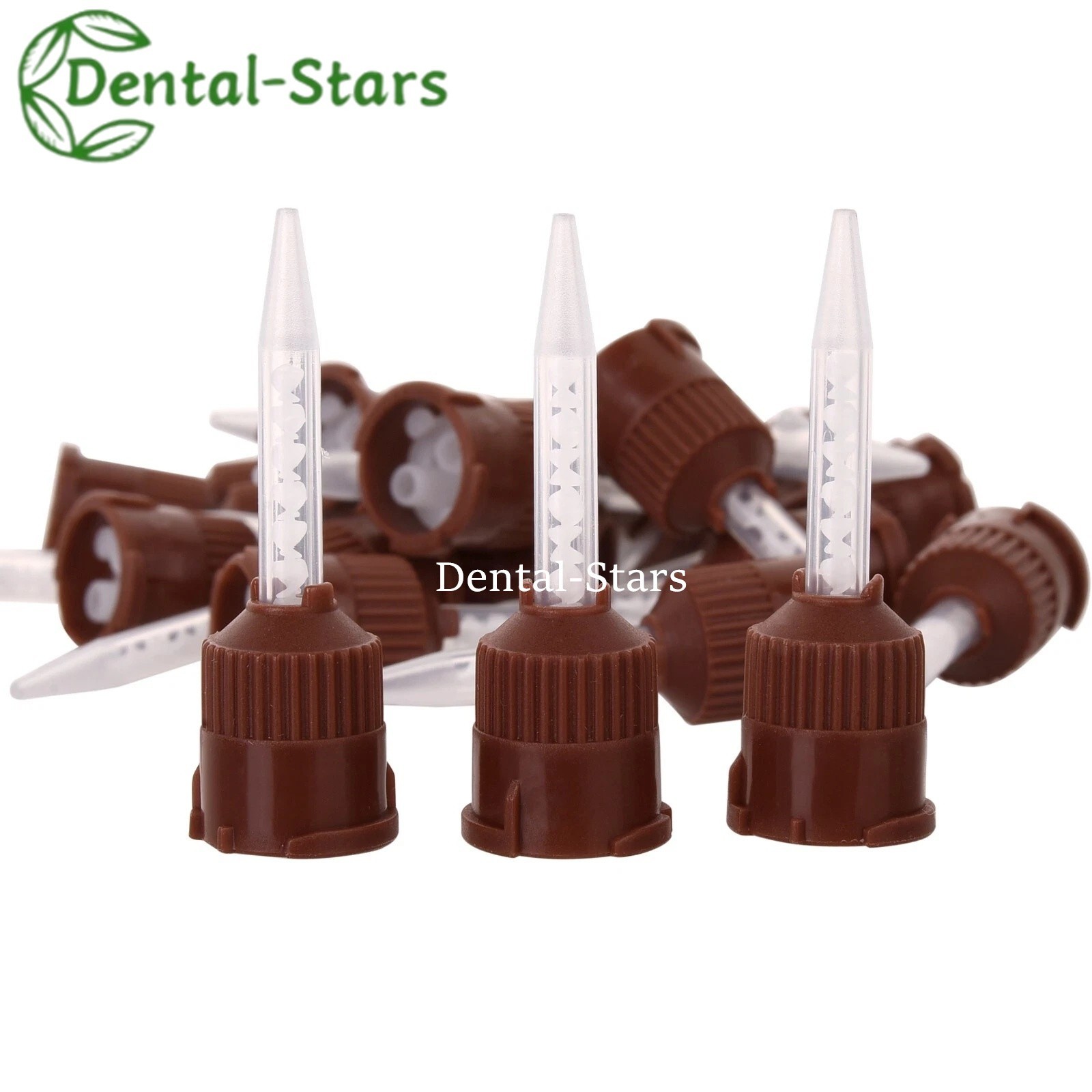 Dental Brown Short Temporary Cement HP Mixing Tips Impression Material (50/Pack)