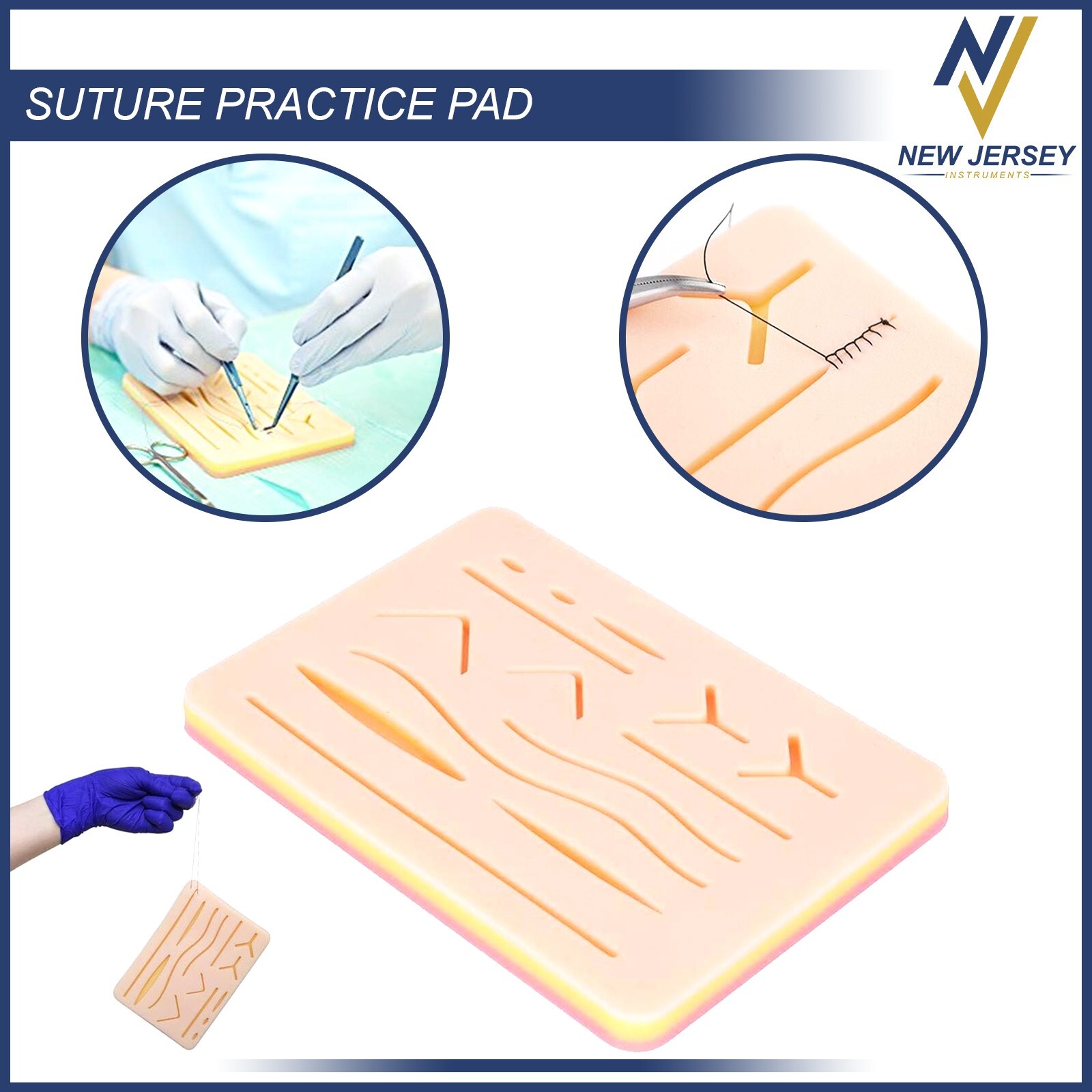 Medical Skin Suture Practice Silicone Pad Wound Simulated Surgical Training Kit
