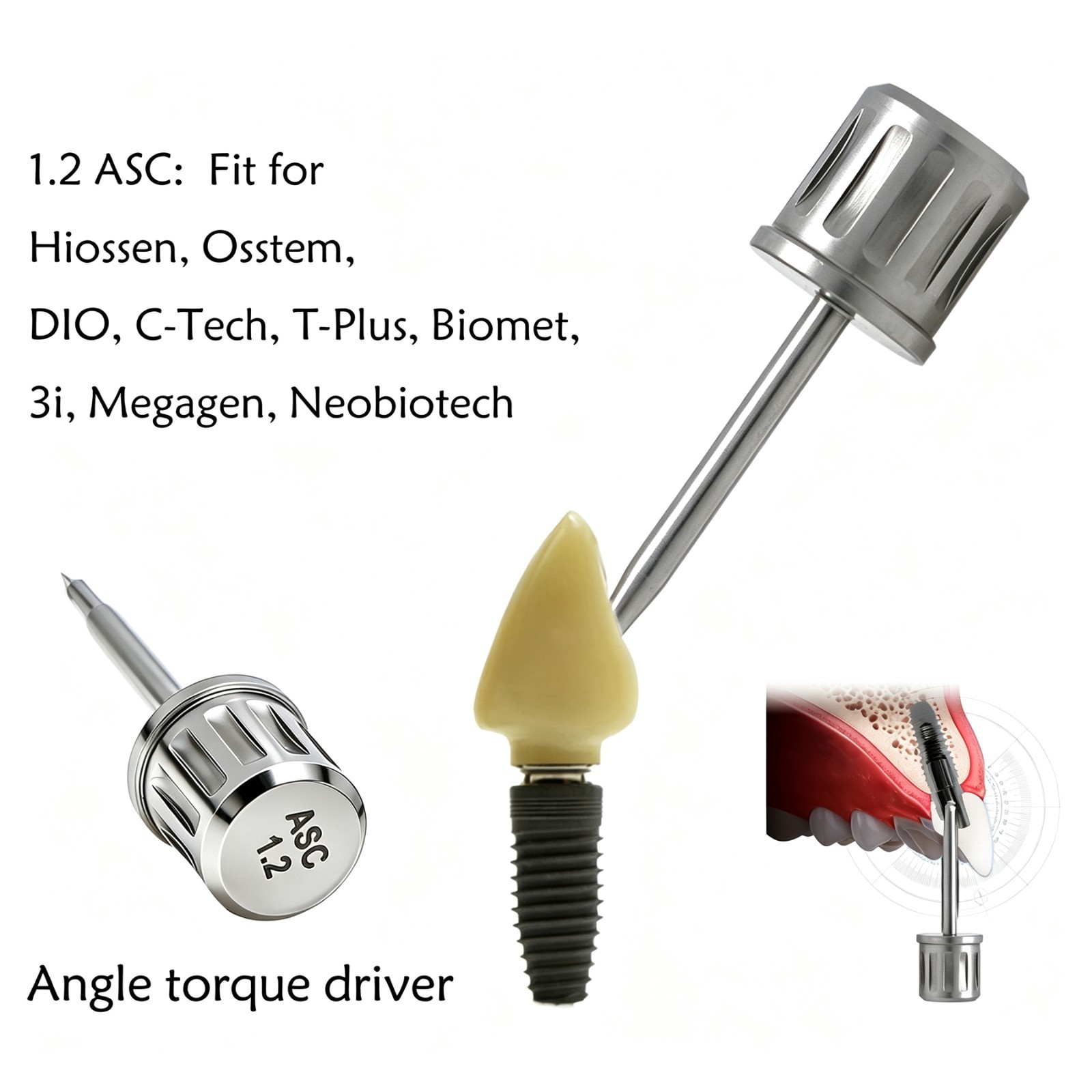 US Implant ASC Driver Screwdriver Angulated Screw Channel 1.2 Fit Hiossen Osstem