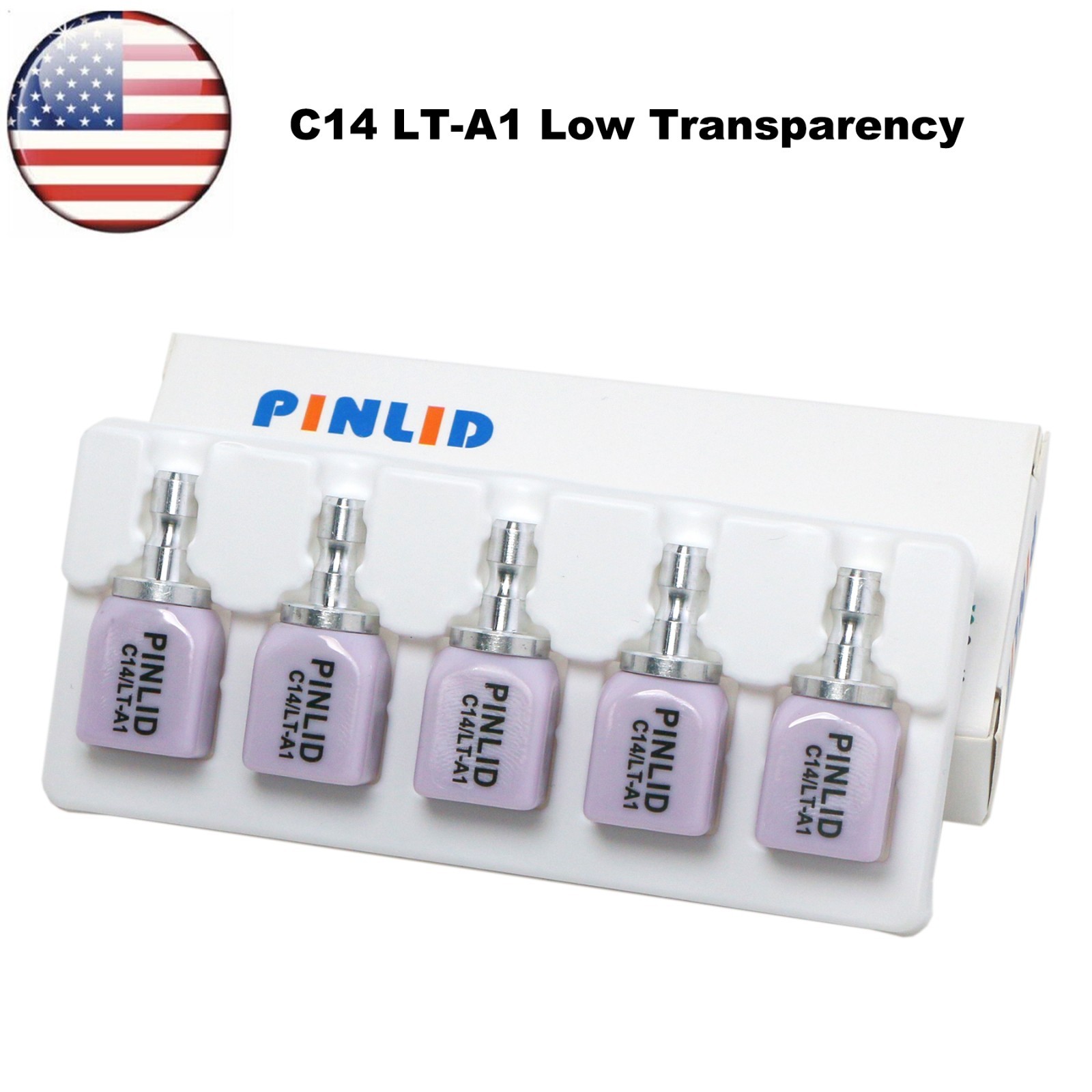 US C14 Ceramic Blocks Lithium Disilicate Cerec CAD CAM HT/LT A1-A3.5 5Pcs/Box