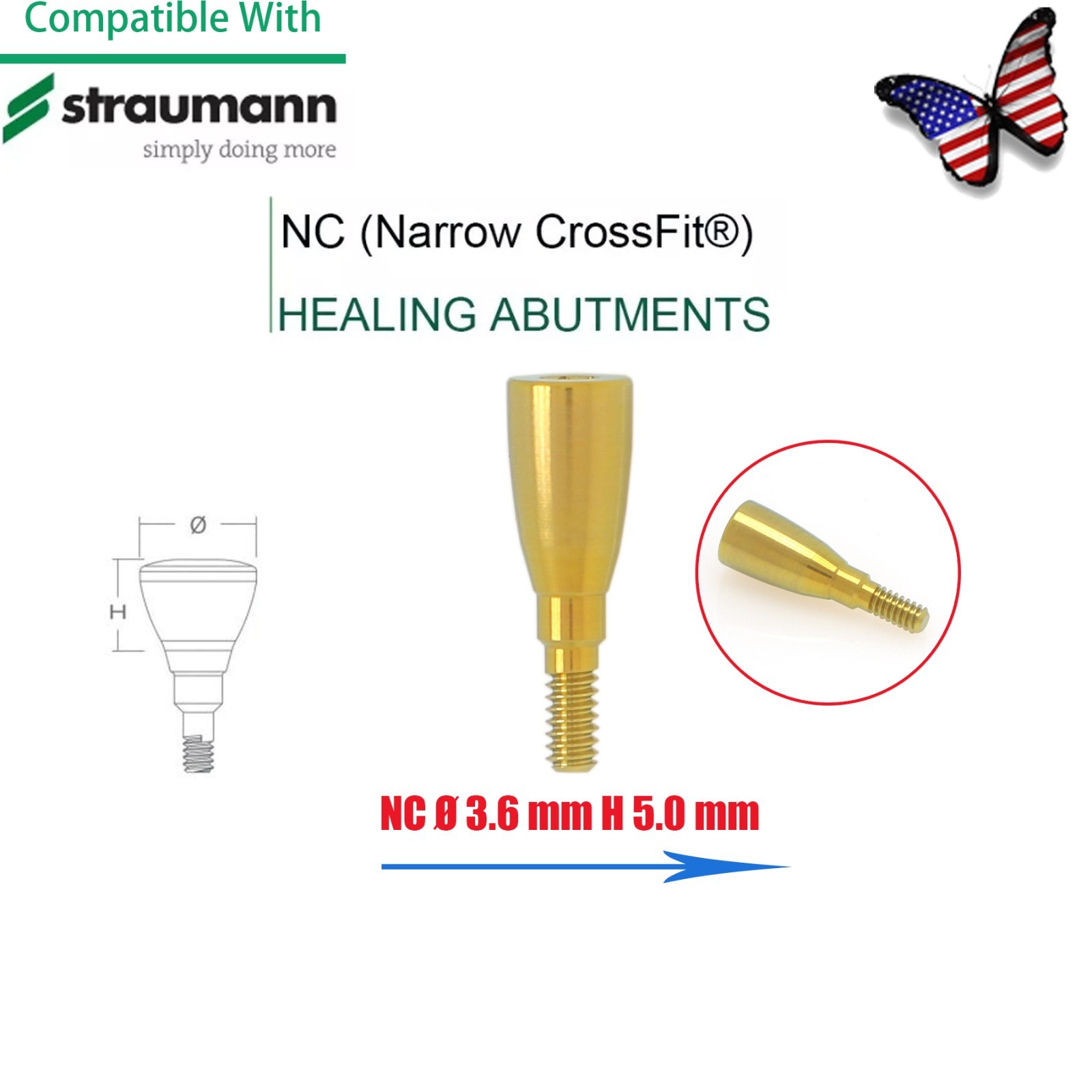 Dental Healing Abutment Cap/Closure Cover Screw Fit Straumann Cross Bone Level